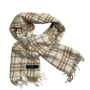 Burberry Novacheck Beige Cream Cashmere Knit Fringe Scarf